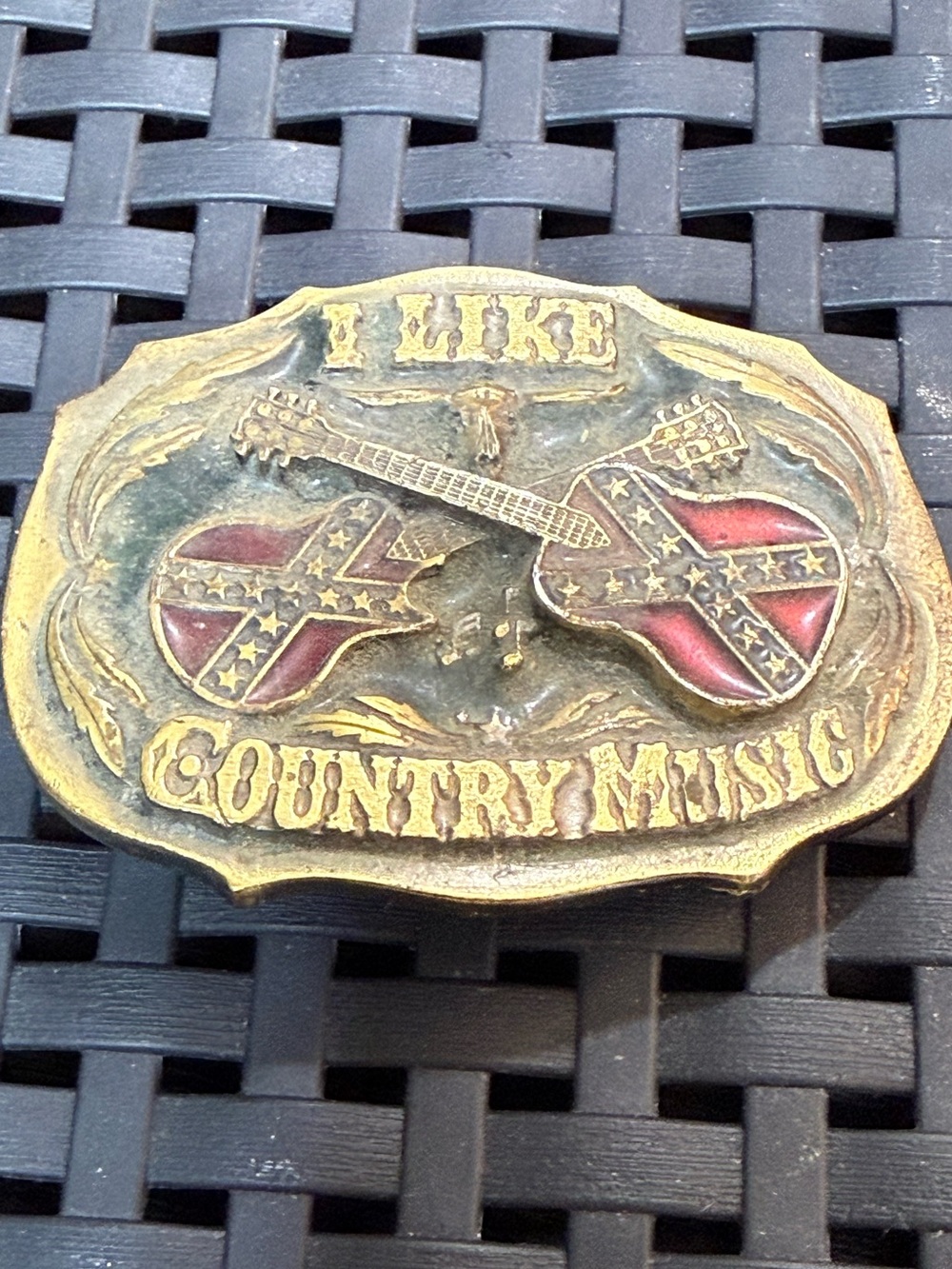 Vintage 1987 Great American Buckle Co I Like Country Music Belt Buckle USA #1853